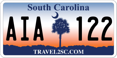 SC license plate AIA122