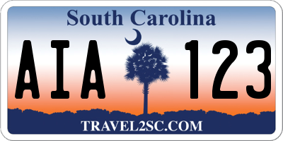 SC license plate AIA123