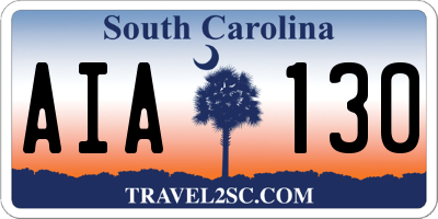 SC license plate AIA130