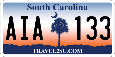 SC license plate AIA133