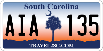 SC license plate AIA135