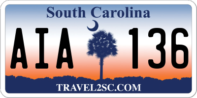 SC license plate AIA136