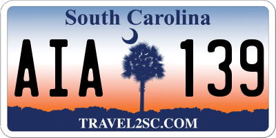 SC license plate AIA139
