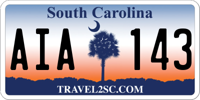 SC license plate AIA143