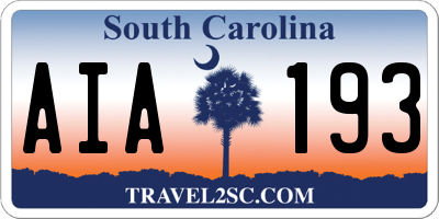 SC license plate AIA193