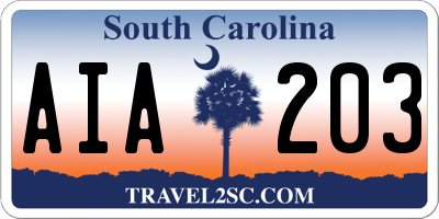 SC license plate AIA203