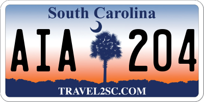 SC license plate AIA204