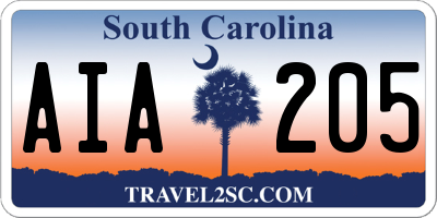 SC license plate AIA205