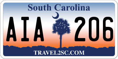 SC license plate AIA206