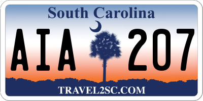 SC license plate AIA207