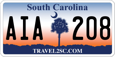 SC license plate AIA208