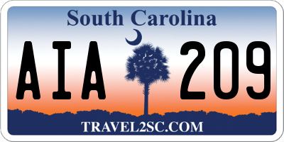 SC license plate AIA209