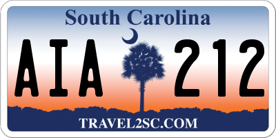 SC license plate AIA212