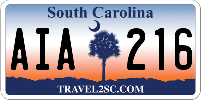 SC license plate AIA216