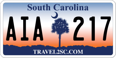 SC license plate AIA217
