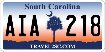 SC license plate AIA218