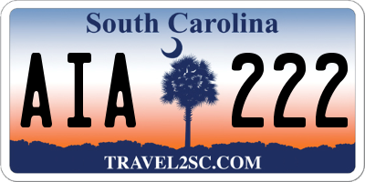 SC license plate AIA222