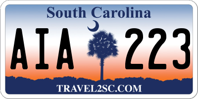 SC license plate AIA223