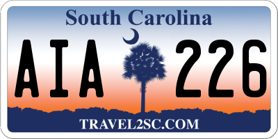 SC license plate AIA226