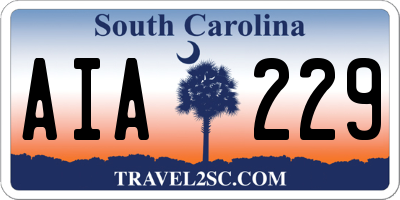 SC license plate AIA229