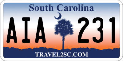 SC license plate AIA231