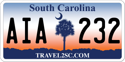 SC license plate AIA232