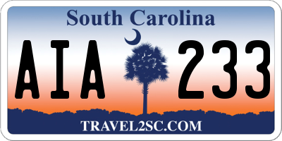 SC license plate AIA233
