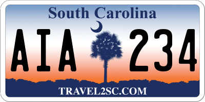 SC license plate AIA234