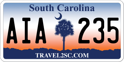 SC license plate AIA235