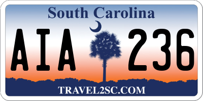 SC license plate AIA236