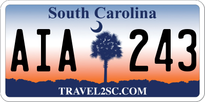SC license plate AIA243