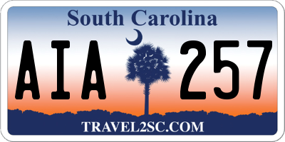 SC license plate AIA257