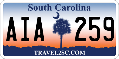 SC license plate AIA259