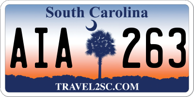 SC license plate AIA263