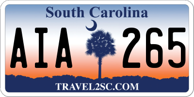 SC license plate AIA265