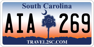 SC license plate AIA269