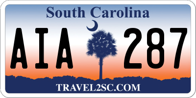 SC license plate AIA287