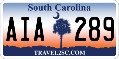 SC license plate AIA289