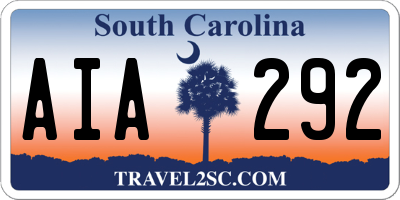 SC license plate AIA292