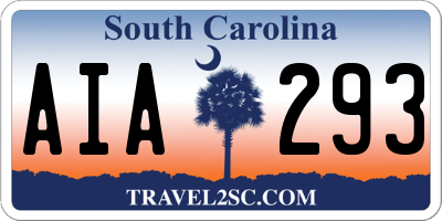 SC license plate AIA293