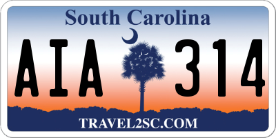 SC license plate AIA314
