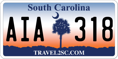 SC license plate AIA318