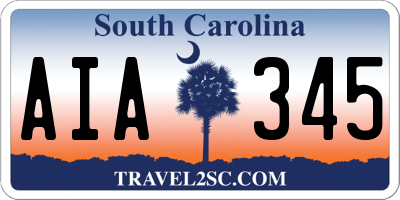 SC license plate AIA345