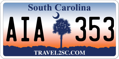SC license plate AIA353