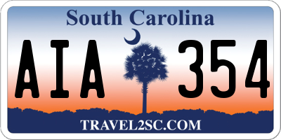 SC license plate AIA354