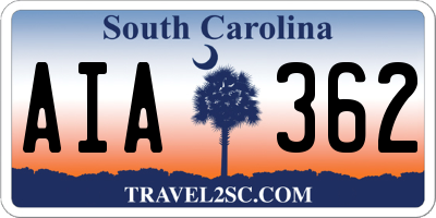 SC license plate AIA362