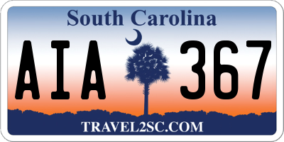 SC license plate AIA367