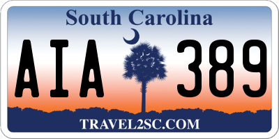 SC license plate AIA389