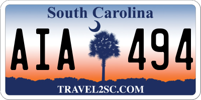 SC license plate AIA494