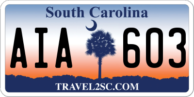 SC license plate AIA603